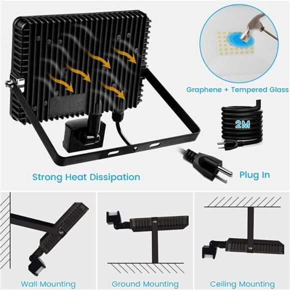 Motion Sensor Outdoor Lights 30 Watt Flood Light Outdoor 3000LM LED Plug in - Picture 6 of 6